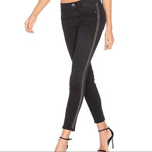 Hudson Jeans Black Skinny Jeans with Metallic Side Trim
